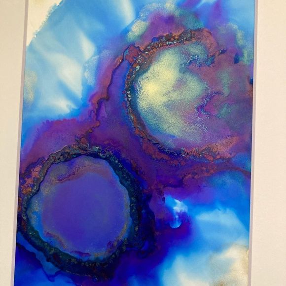 New Original Signed Artwork Colorful Alcohol Ink on Paper - Picture 3 of 6